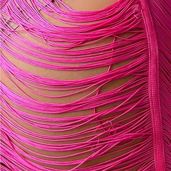 Sexy Pink Fringe Dress / Cover Up - Picture 5 of 10